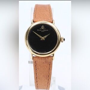 Vintage Ladies 1980s Baume & Mercier 18K Yellow Gold Manual Wind Watch